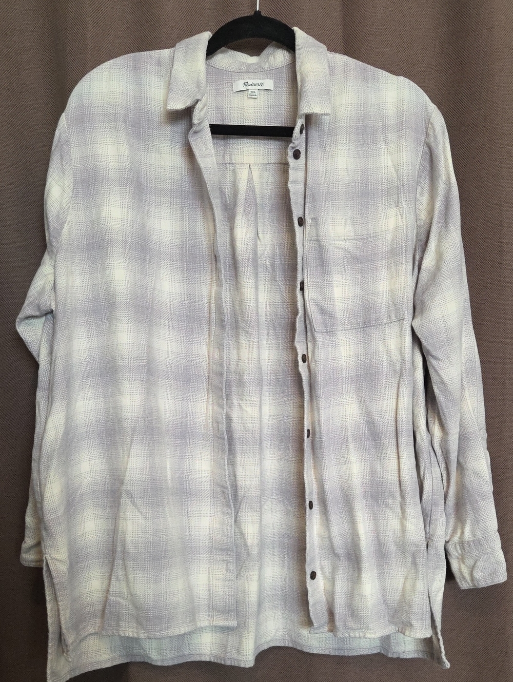 Madewell Purple And Gret Plaid Flannel Size Xxl